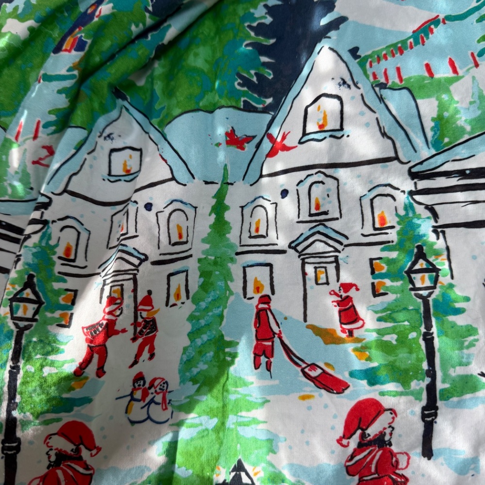 ModCloth Winter‎ Wonderland Skirt Holiday Village Print A-Line Size L - Picture 9 of 9